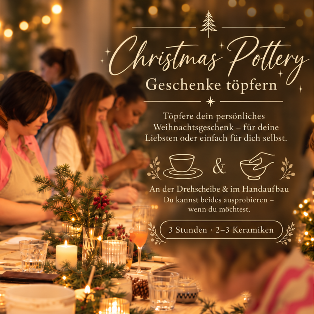 Christmas Pottery bei Studio Amun Hamburg – Weihnachtsgeschenke an der Drehscheibe und im Handaufbau töpfern, 3 Stunden für 2–3 Keramiken.